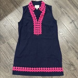 Sail to Sable Navy and Pink Sleeveless Dress Large